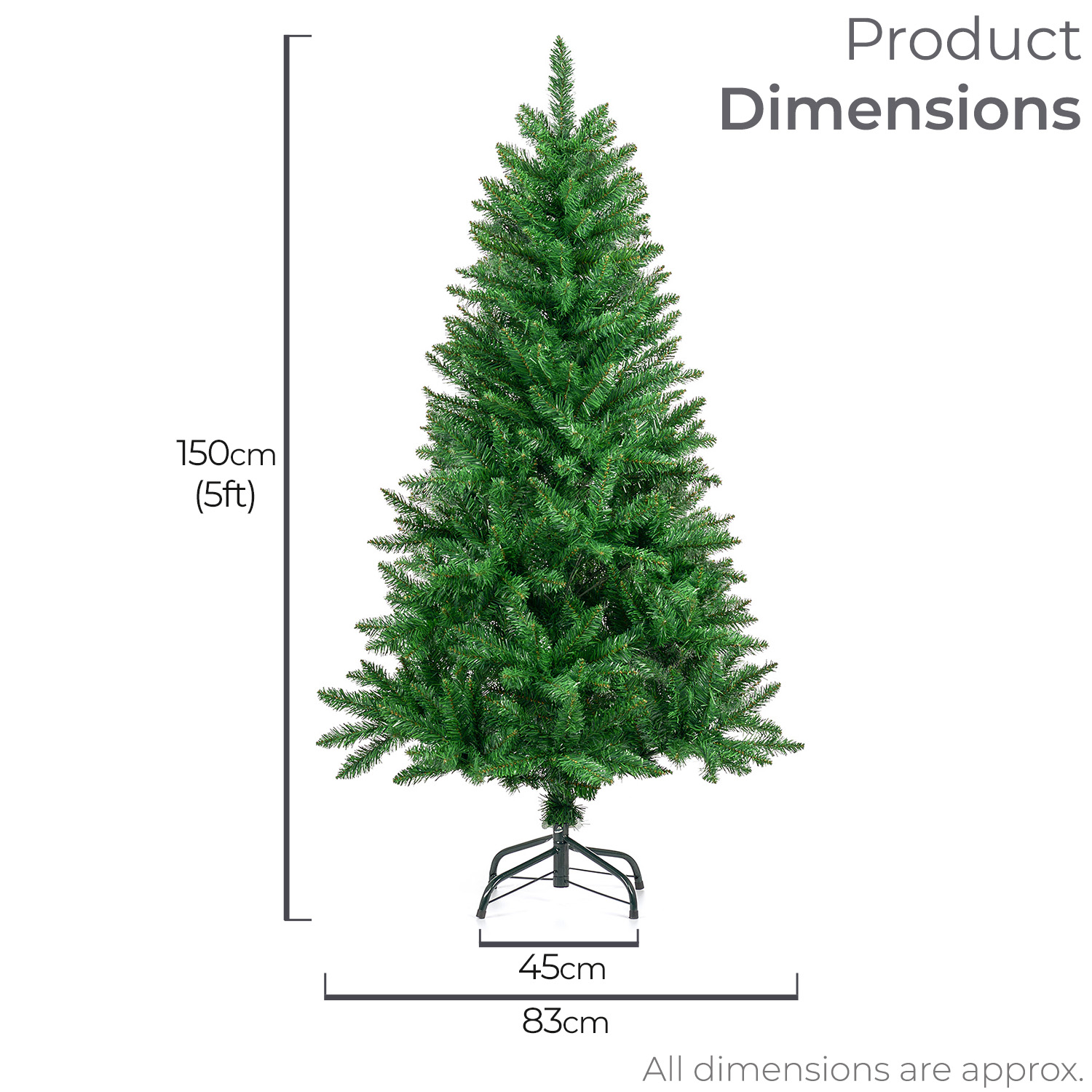 Xmas Christmas Tree Green Metal Stand Tips Pine Artificial Tree Decor 5f 6ft 7ft 